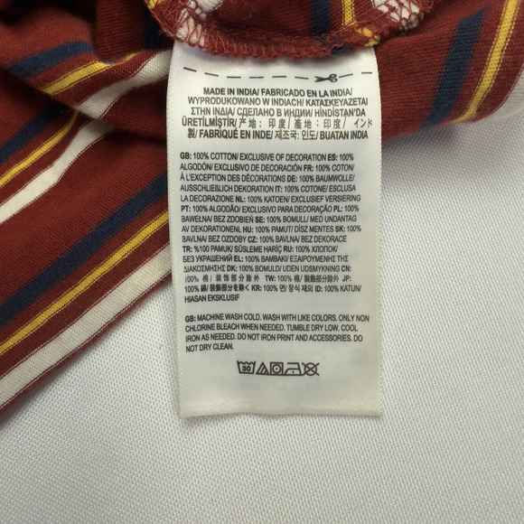 Vans Striped Ringer Tee Juniors Size Medium Dark Red Gold Navy White - Picture 4 of 6